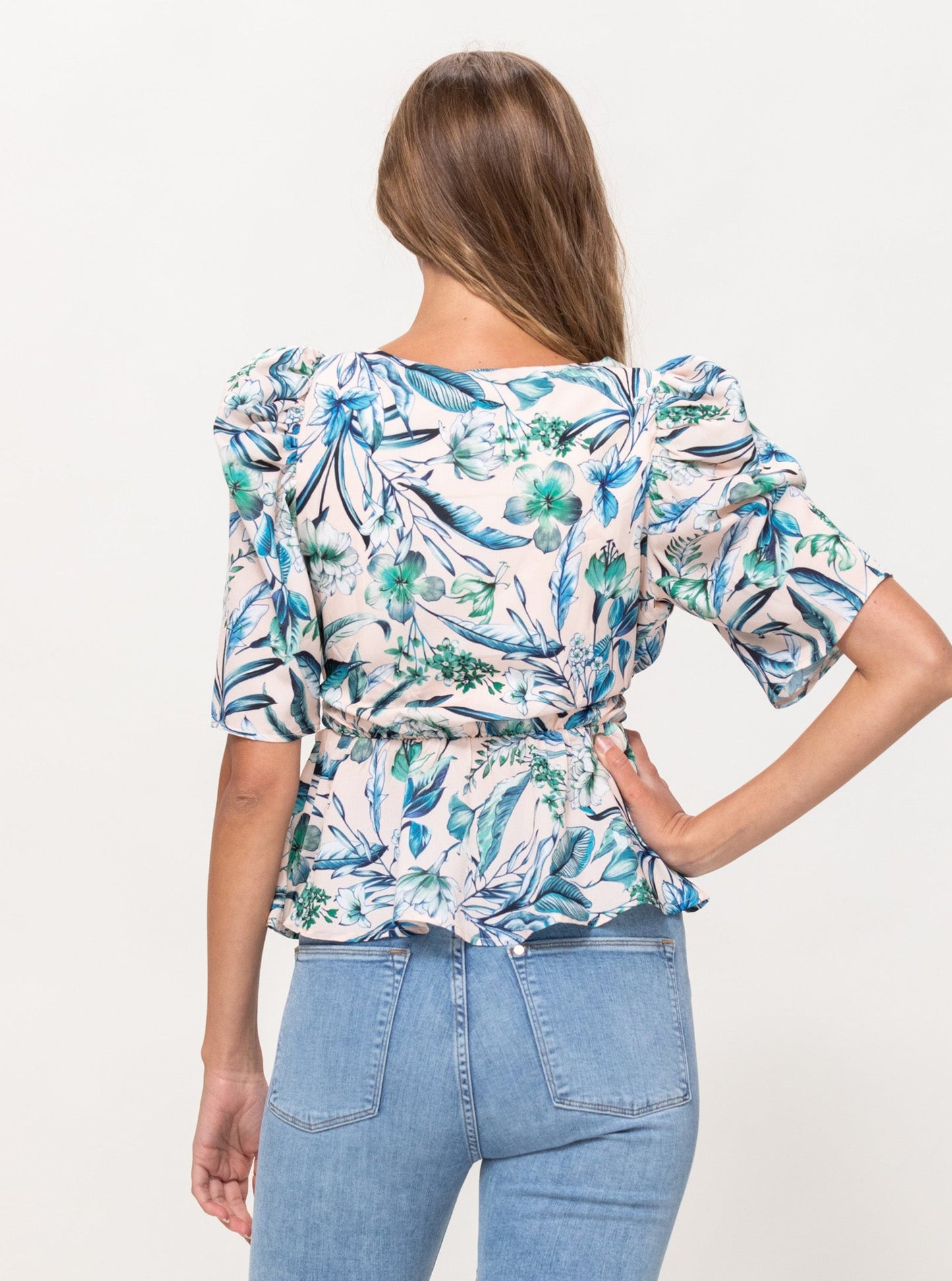 Floral Mid-Puff Shirt