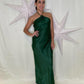 Emerald Green Satin Long Dress