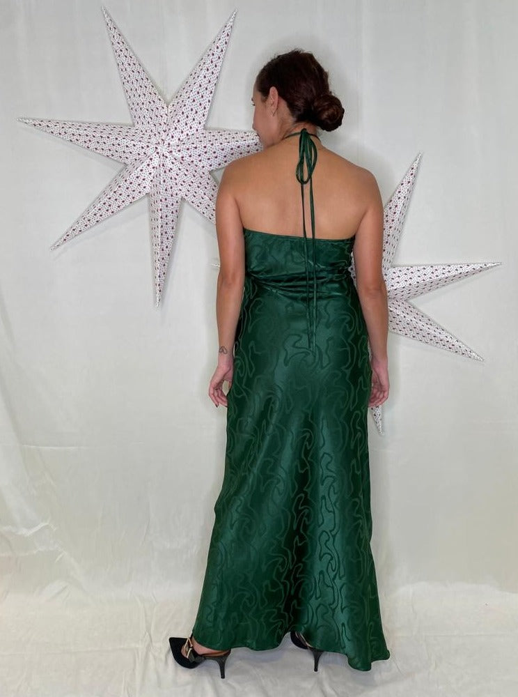 Emerald Green Satin Long Dress