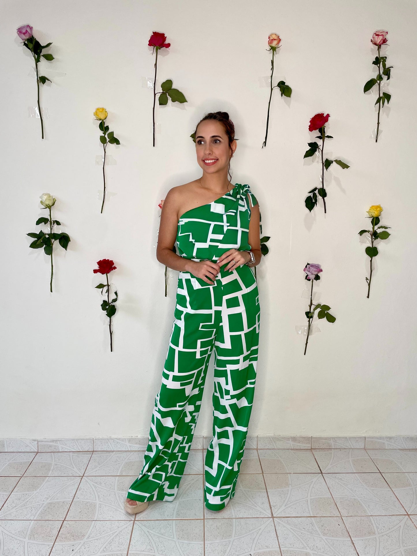 Jumpsuit con estampado one shoulder