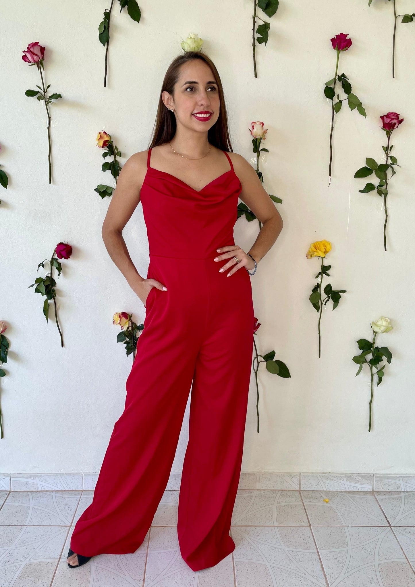 Jumpsuit sin mangas - rojo y violeta