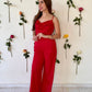 Jumpsuit sin mangas - rojo y violeta