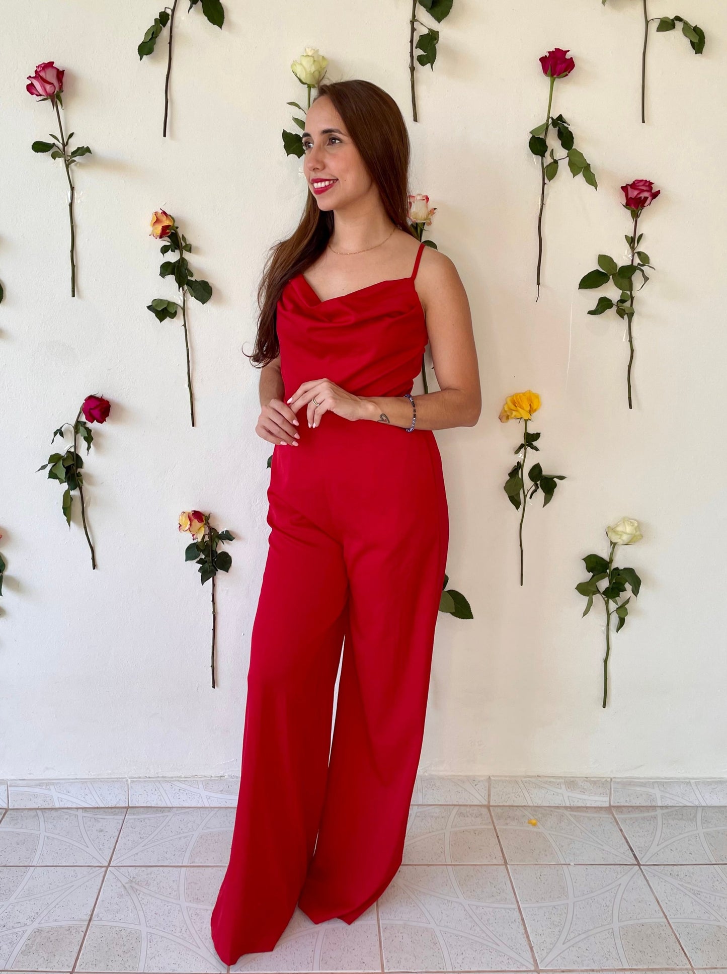 Jumpsuit sin mangas - rojo y violeta