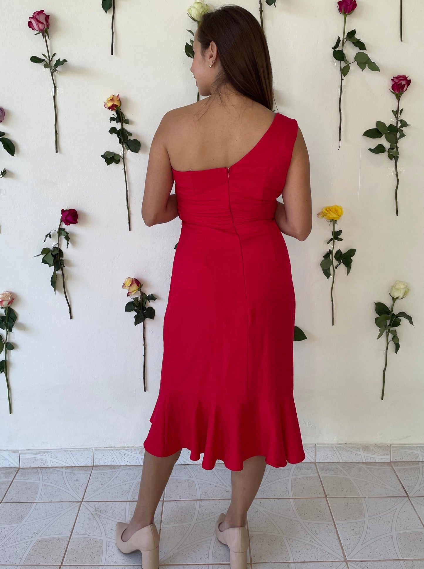 One Shoulder Midi Dress