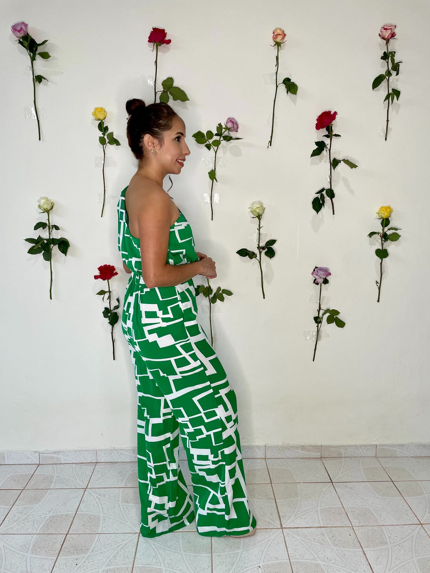 Jumpsuit con estampado one shoulder