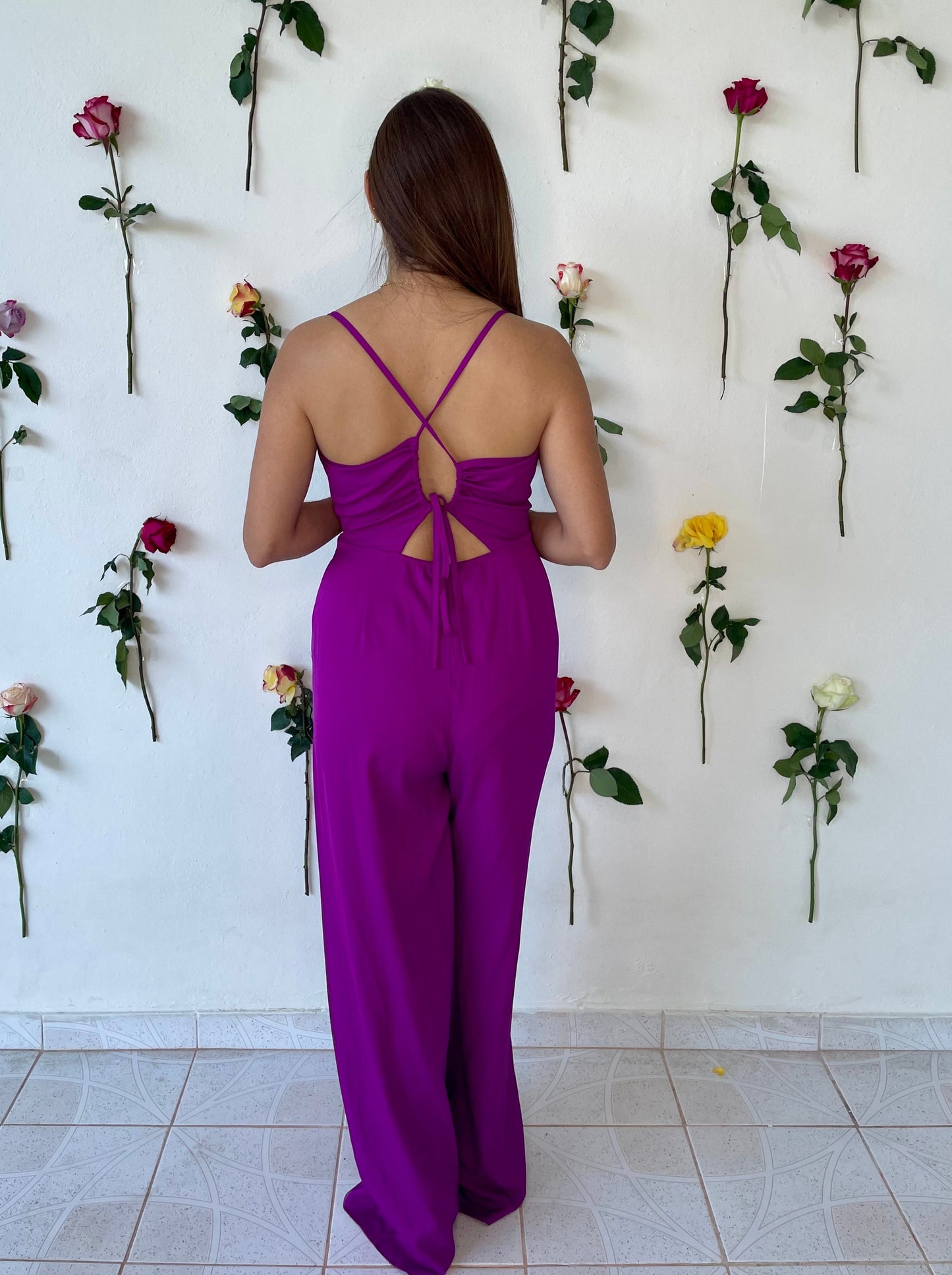 Jumpsuit sin mangas - rojo y violeta